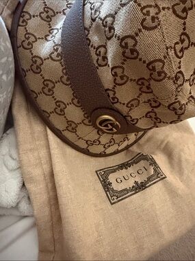 Gucci Brown GG Canvas Shoulder Bag with Gold Hardware